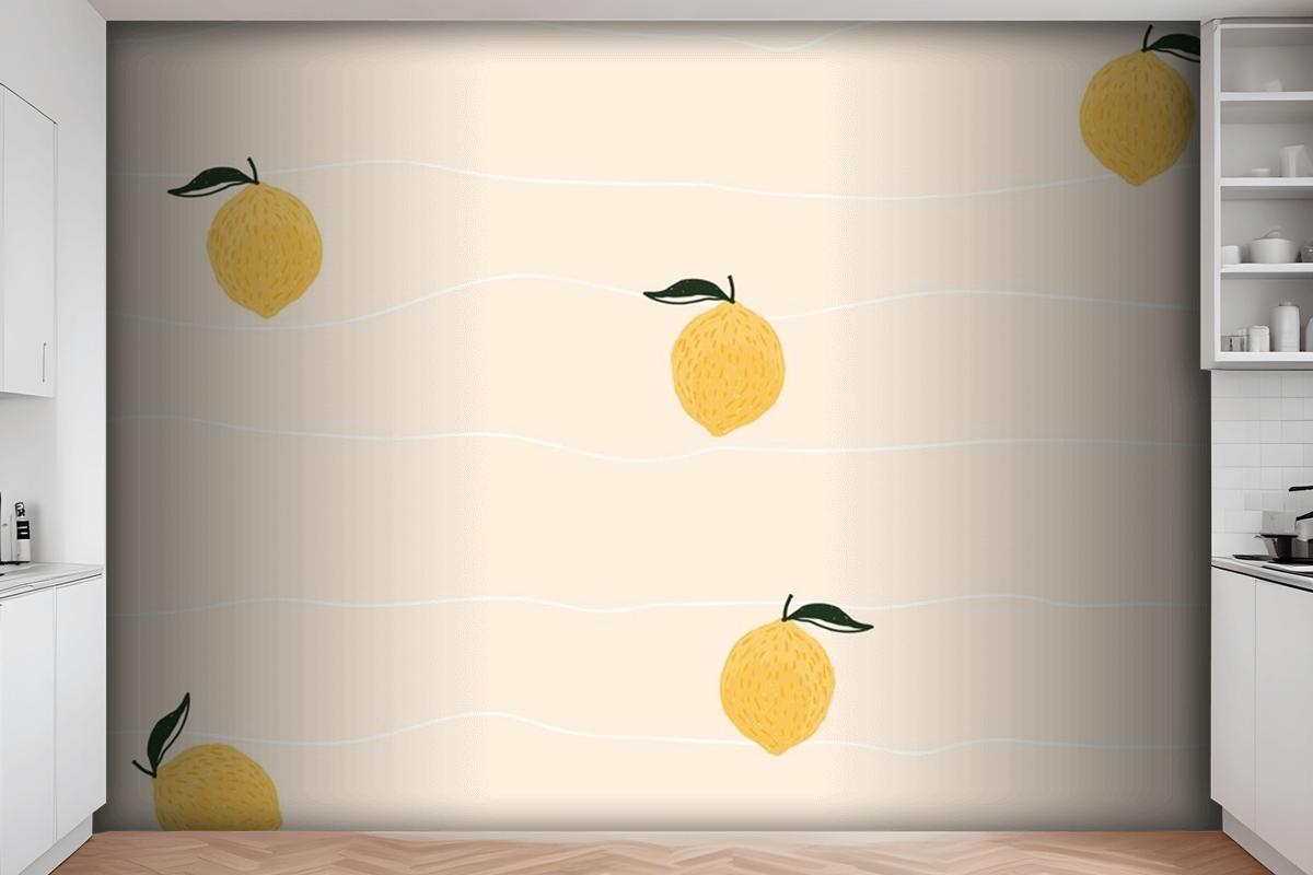 Lemon Background Kitchen Wallpaper Mural