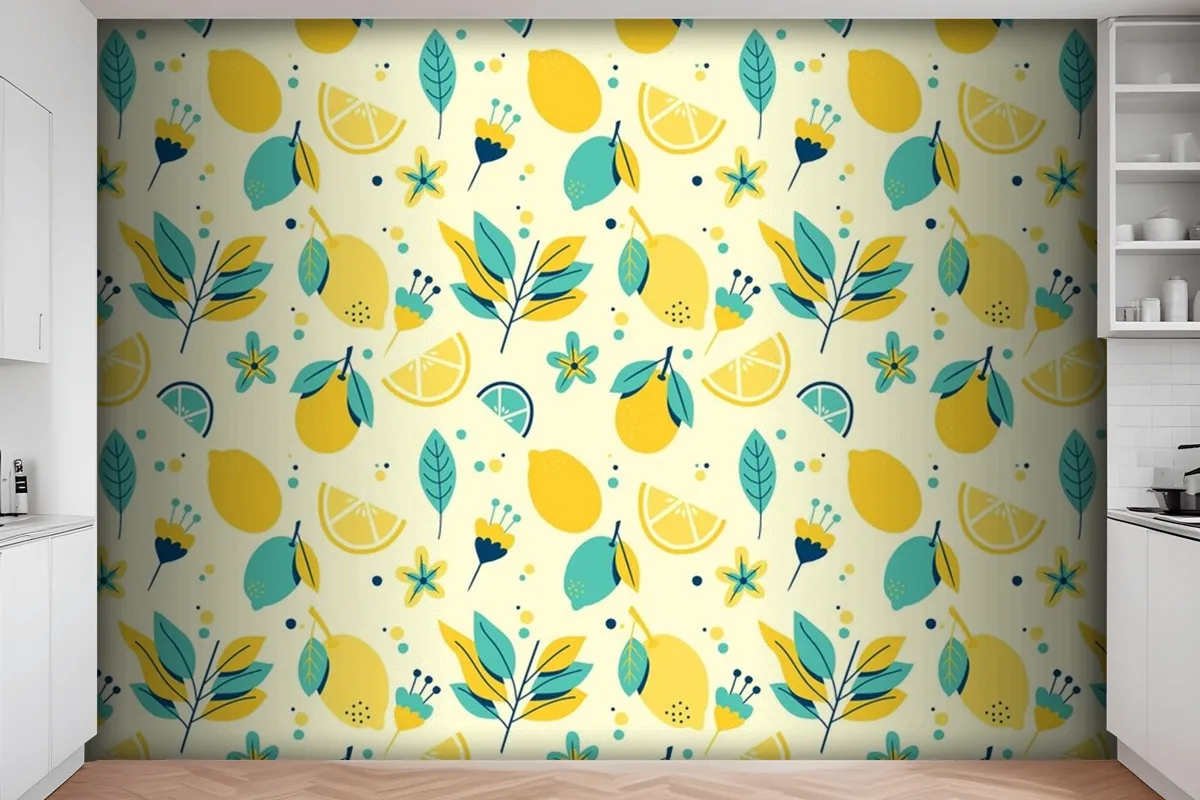 Lemon Summer Pattern Wallpaper Theme Wallpaper Mural