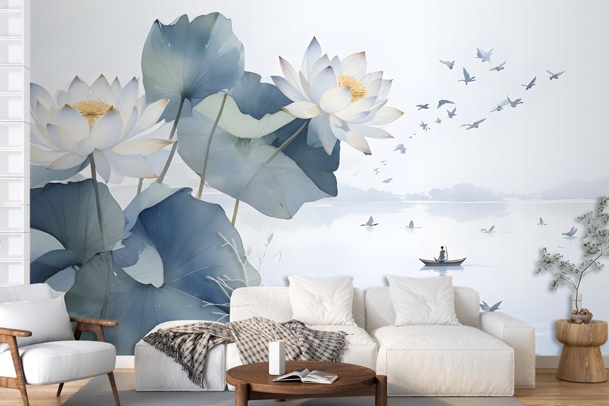 Lotus Floral Art Wallpaper Mural