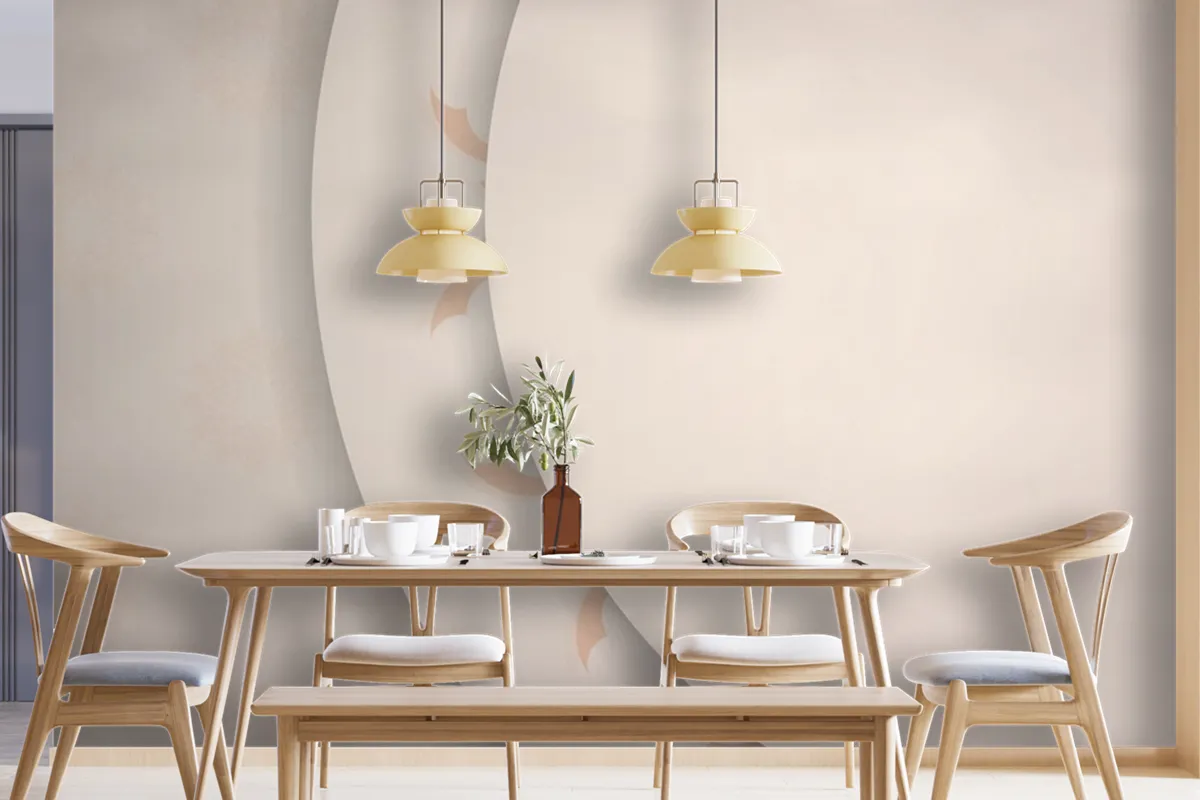 Beige Color With Template Dining Room Wallpaper Mural