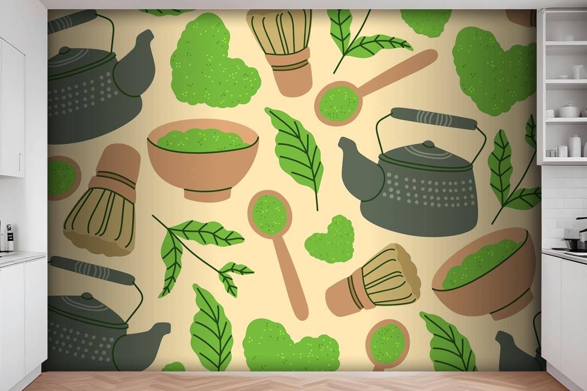 Matcha Tea Kitchen Wallpaper Mural