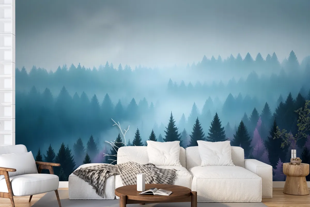 Misty Forest View Wallpaper Mural