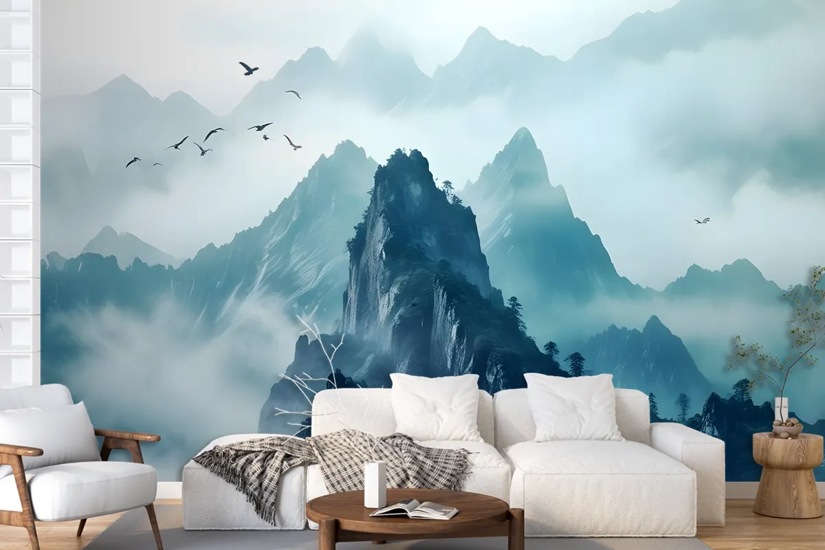 Misty Mountain Landscape Wallpaper Mural