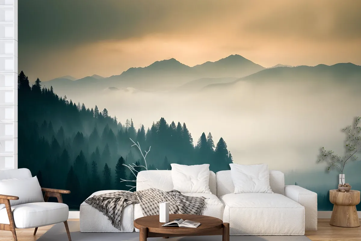 Misty Mountain View Wallpaper Mural