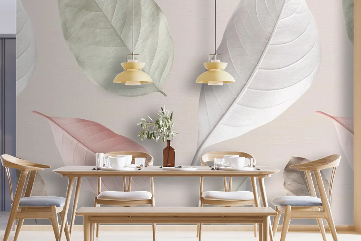 Mix Of Pastel Leaves Design Resource Wallpaper Mural