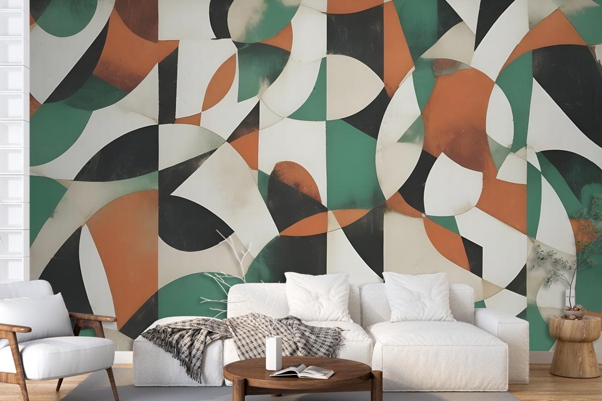 Modern Abstract Art With Retro Colorful Geometric Wallpaper Mural