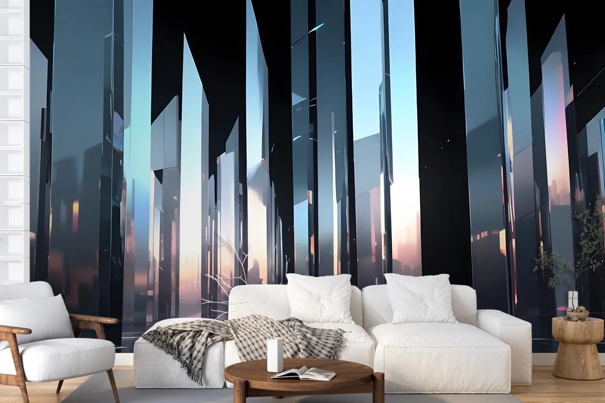 Modern Flat Black And White Bright And Reflective Atmosphere Light Effects Wallpaper Mural