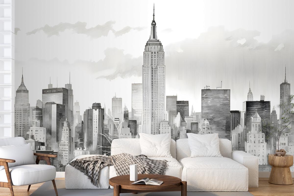 Monochrome Charcoal New York City Wallpaper Mural