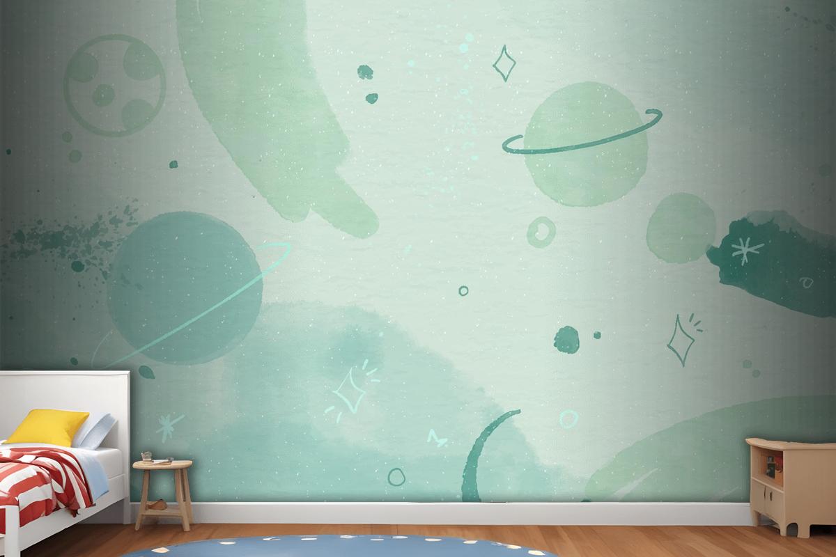 Monochrome Watercolor Galaxy Wallpaper Mural