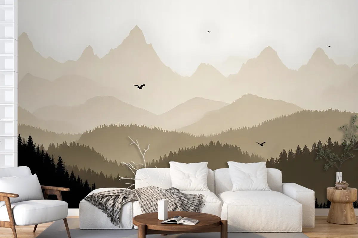 Mountain Landscape Silhouette Wallpaper Mural