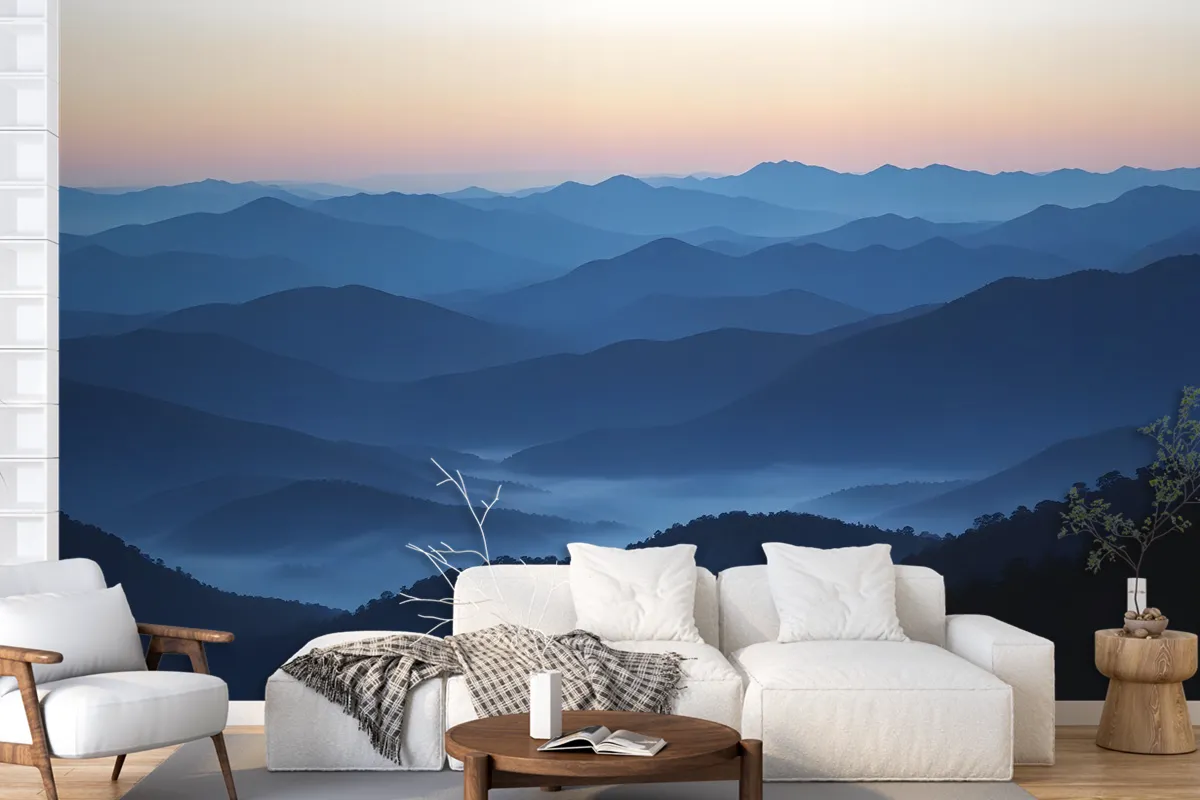 Mountain Silhouette At Sunset Wallpaper Mural