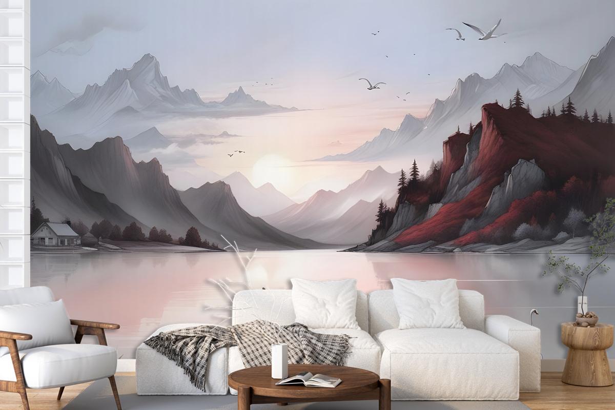 Nature Landscape With Mountains Wallpaper Mural