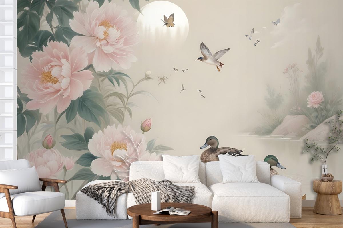 Nostalgic Peony Blossom Wallpaper Mural