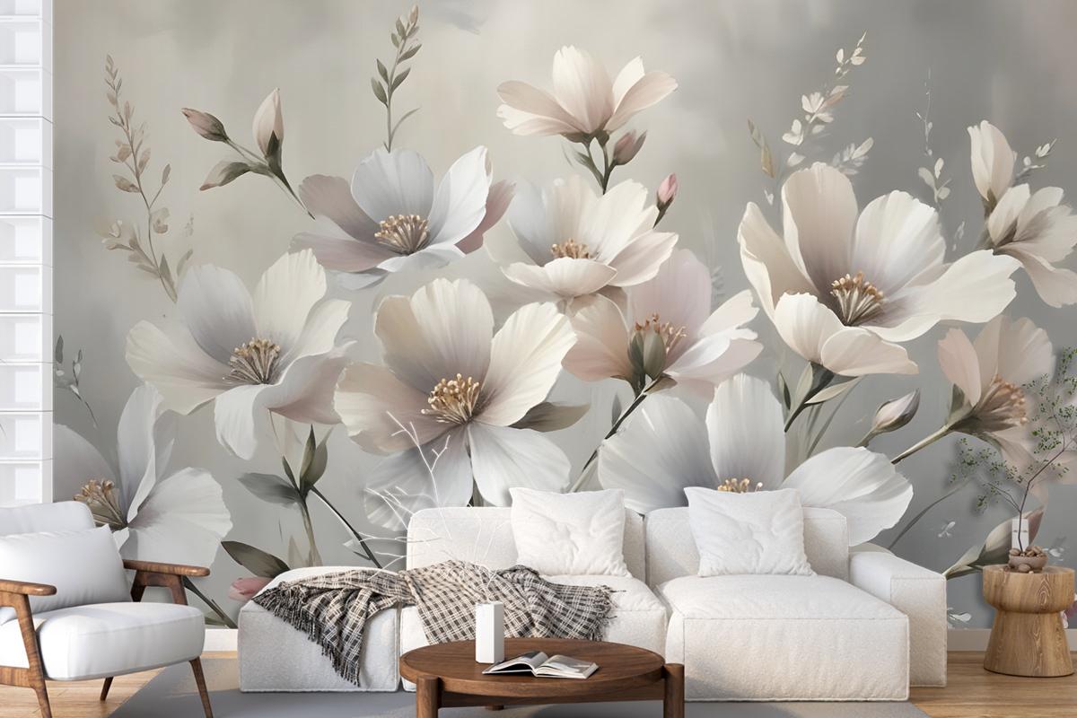 Oil Painting Pastel Floral Wallpaper Mural