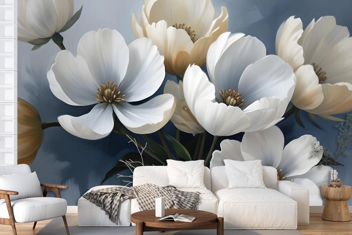 Oil Painting Soft Tulip Floral Art Wallpaper Mural