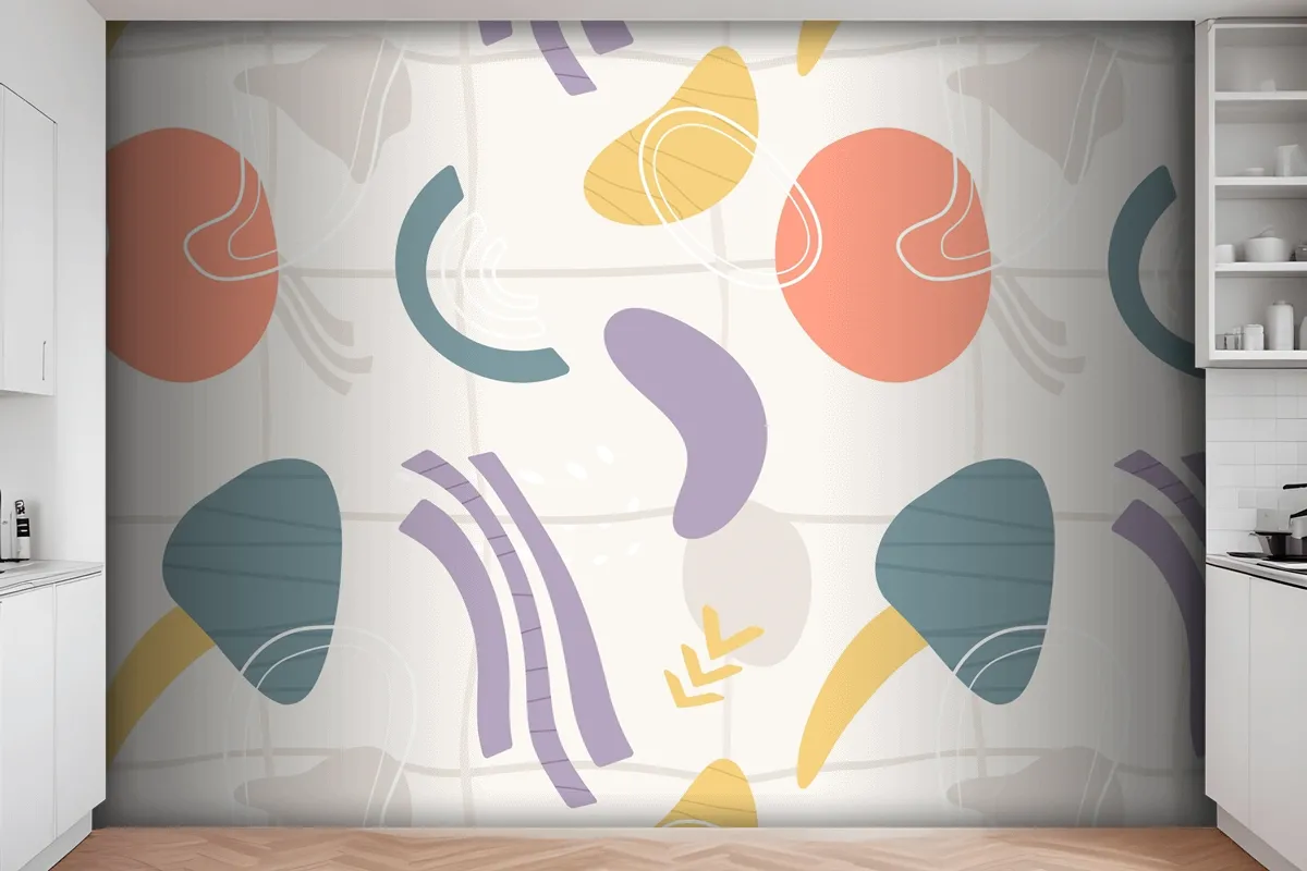 Organic Flat Abstract Element Pattern Wallpaper Mural