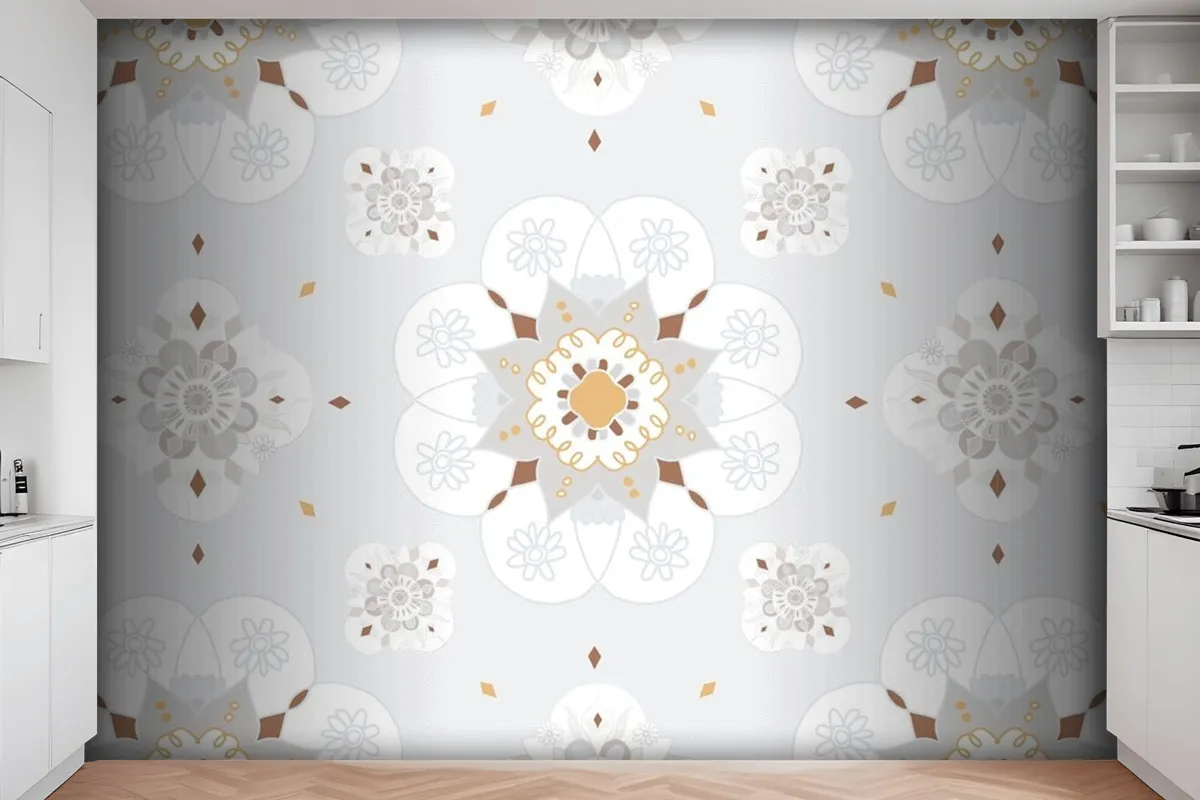 Oriental Mandala Floral Pattern Wallpaper Mural