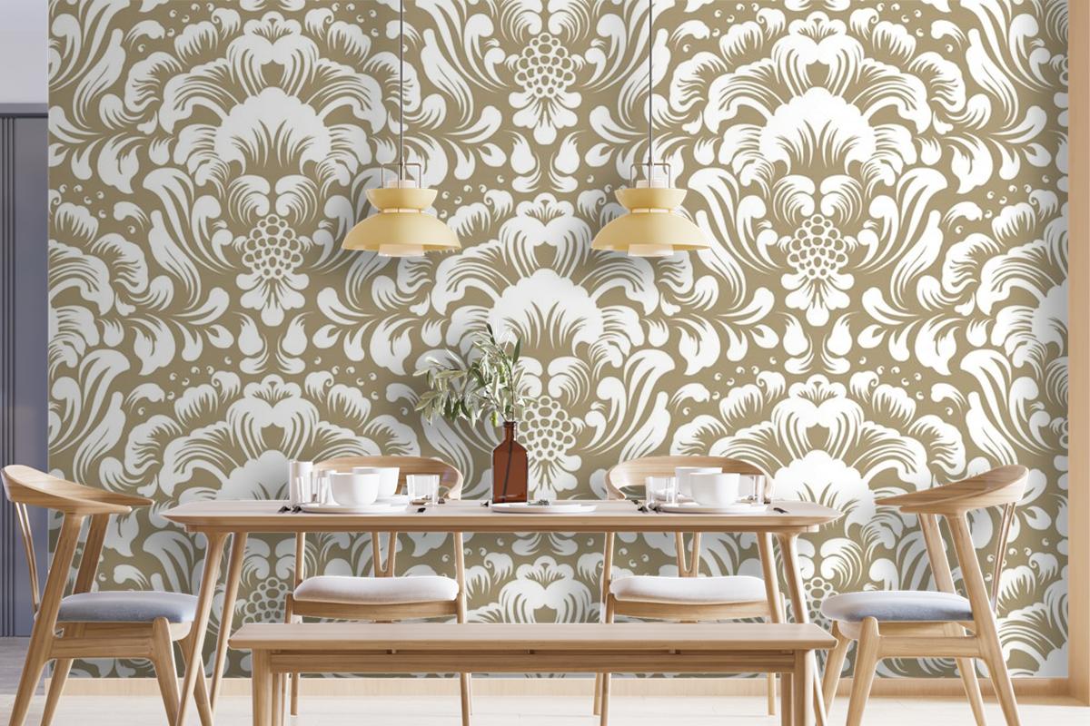 Ornamental Damask Seamless Pattern Wallpaper Mural