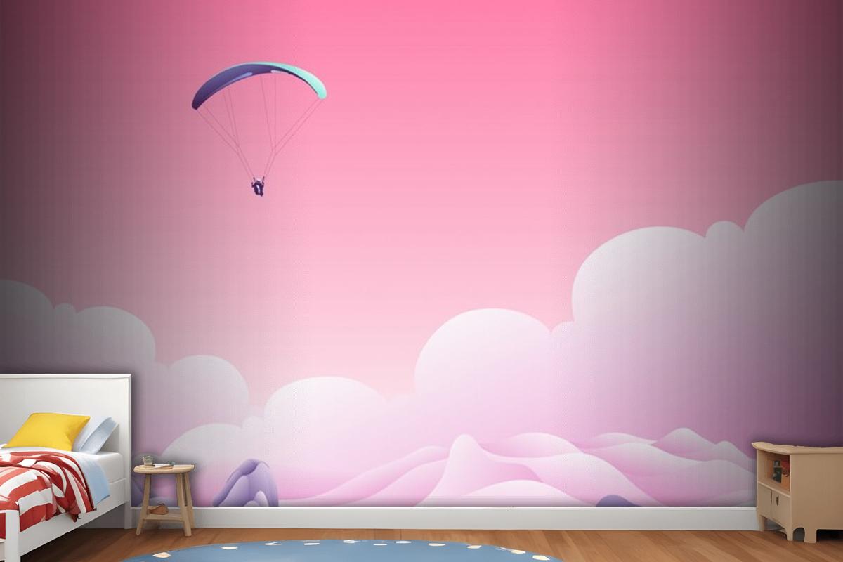 Parachute Above The Clouds Wallpaper Mural