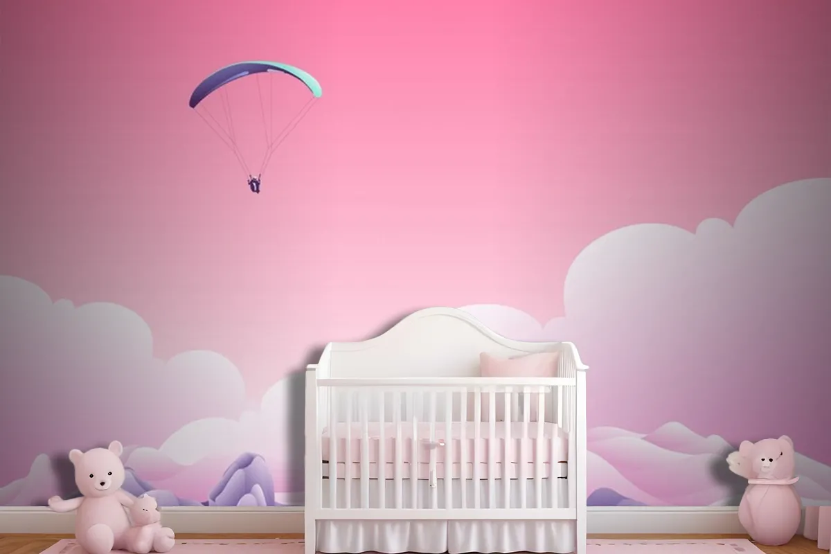 Parachute Above The Clouds Wallpaper Mural