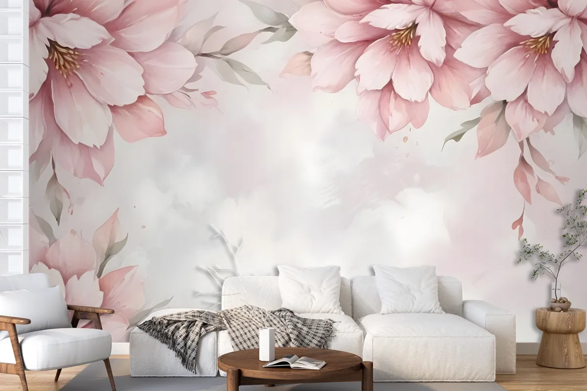 Pastel Pink Flower Wallpaper Mural