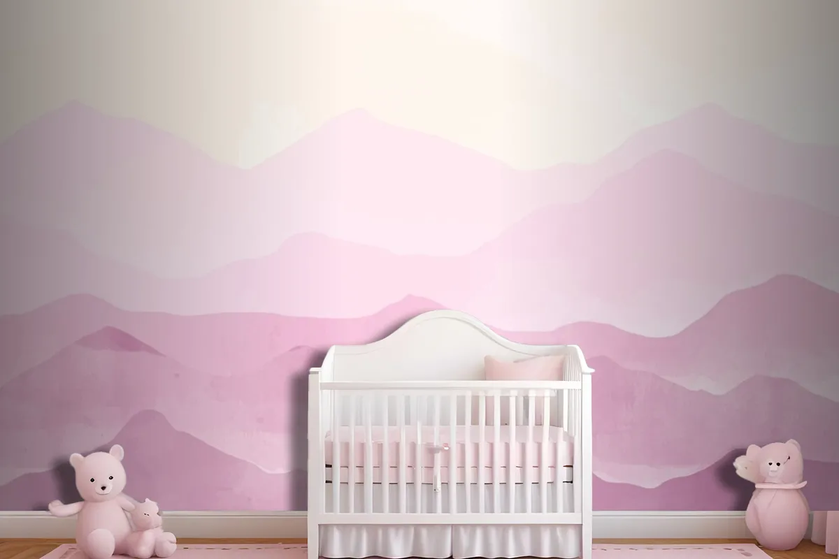 Pastel Watercolor Mountains Background Wallpaper Mural