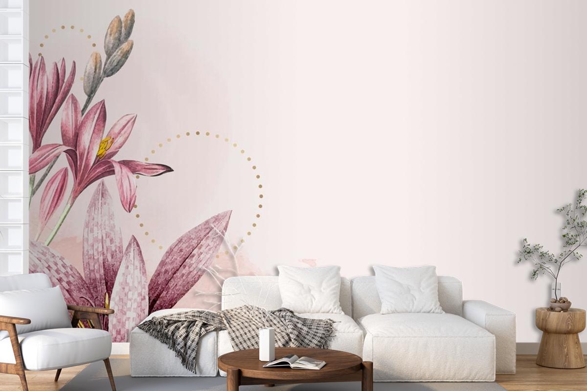 Pink Amaryllis Pattern Background Wallpaper Mural