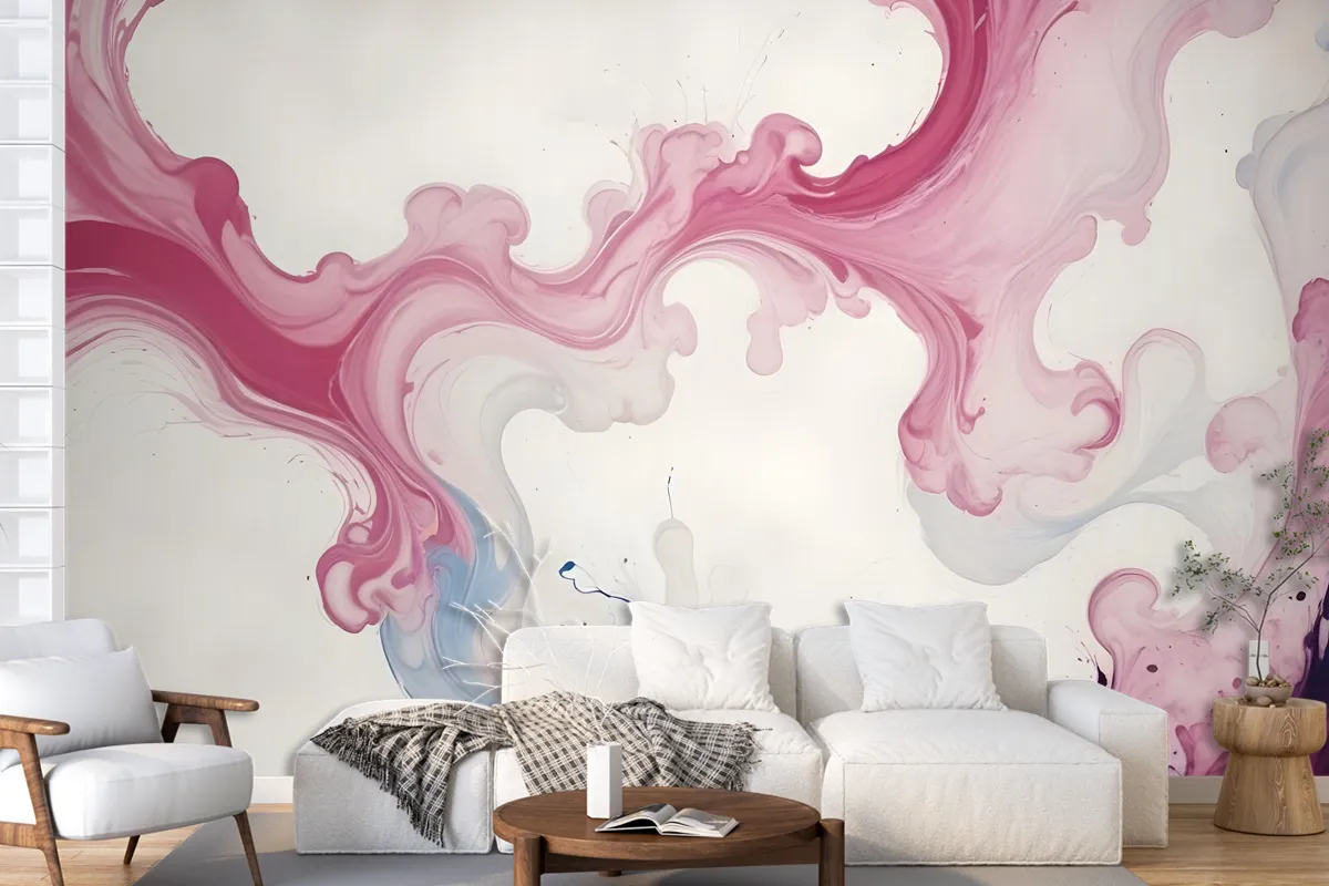 Pink Blue Marble Style Brush Wallpaper Mural