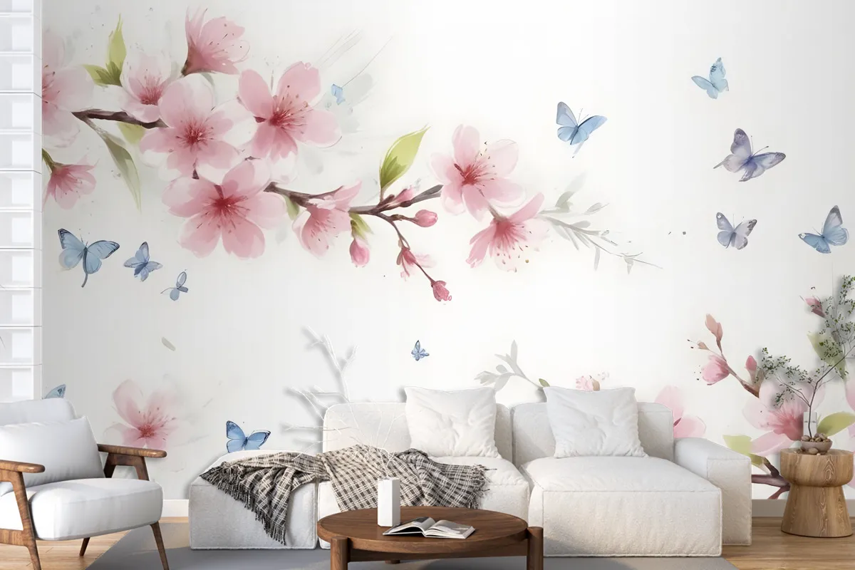 Pink Cherry Blossom Wallpaper Mural