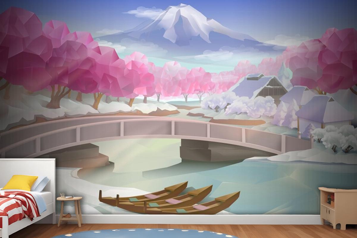 Pink Grove Landscape Wallpaper Mural