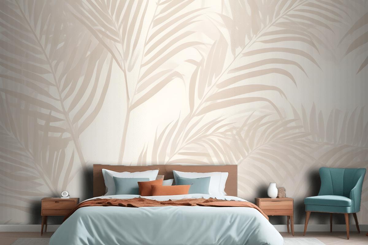 Pink Palm Leaf Inky Tropical Wallpaper Mural