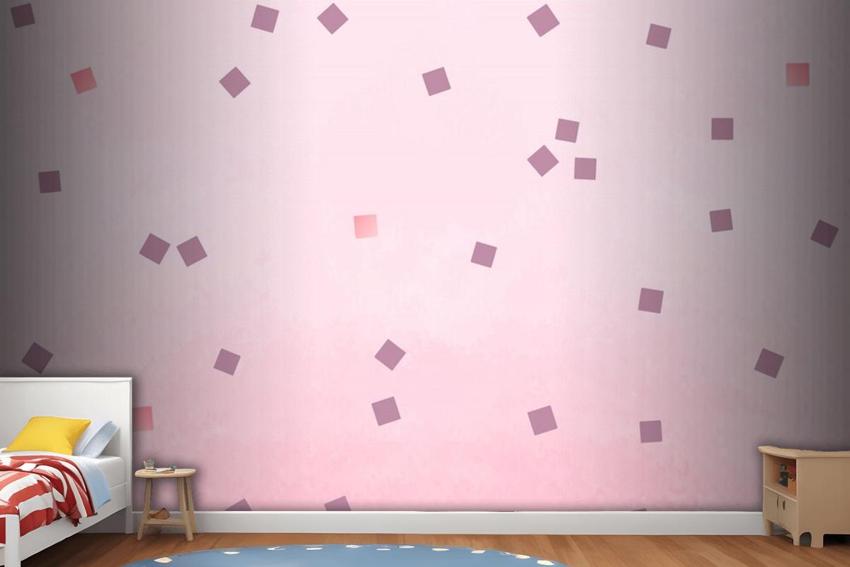 Pink Square Polka Dots Wallpaper Mural