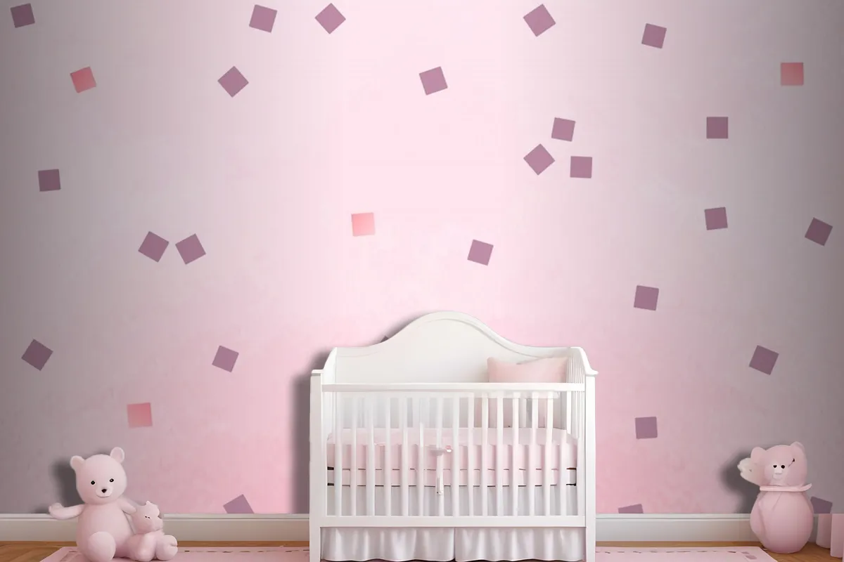 Pink Square Polka Dots Wallpaper Mural