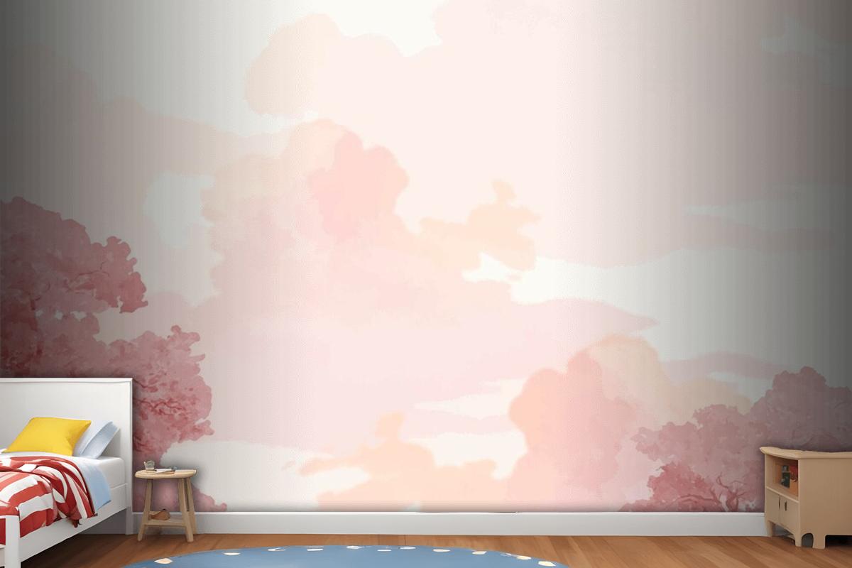 Pink Trees And Sky Banner Wallpaper Mural