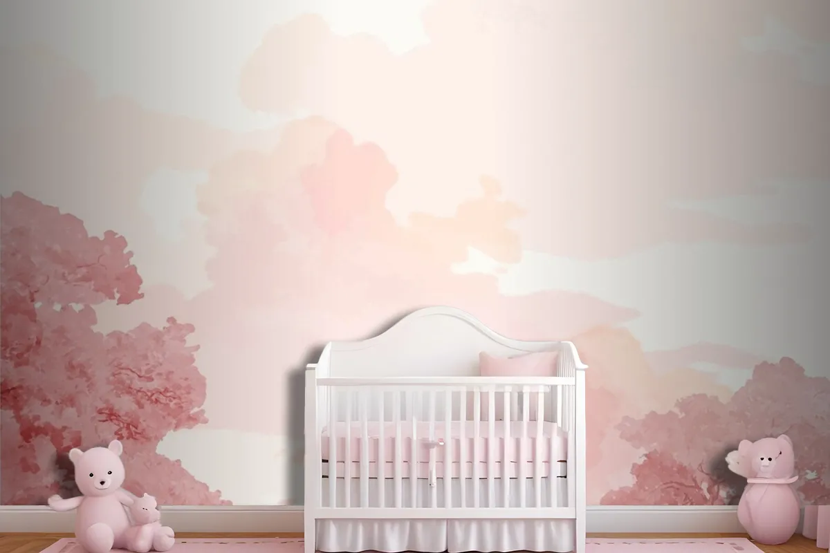 Pink Trees And Sky Banner Wallpaper Mural