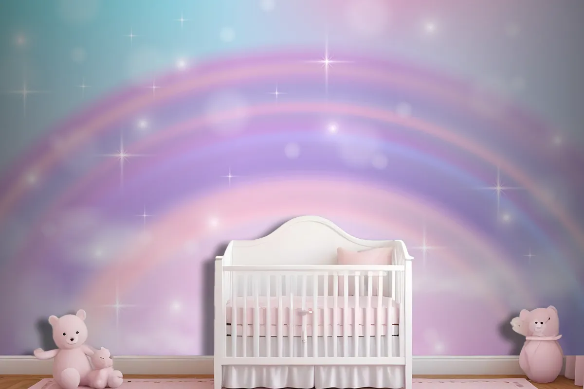 Realistic Rainbow Glitter Background Wallpaper Mural