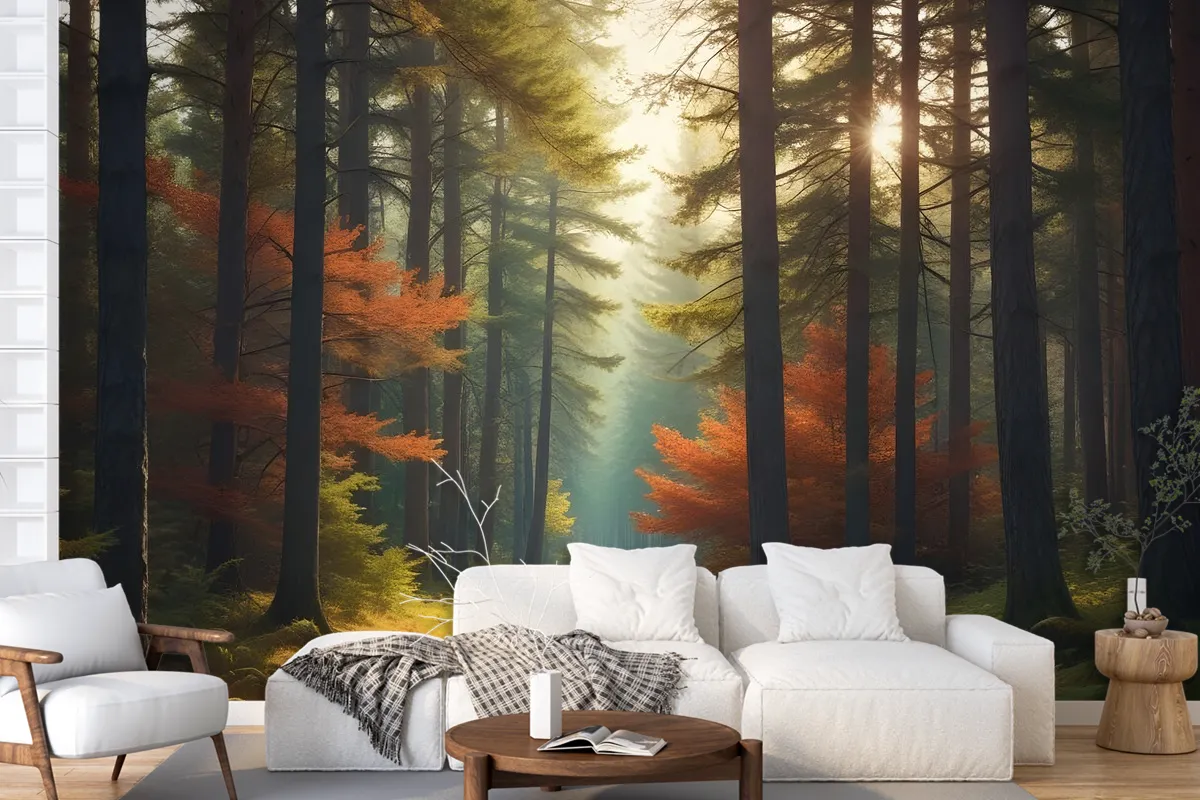 Red Forest Autumn Wallpaper Mural