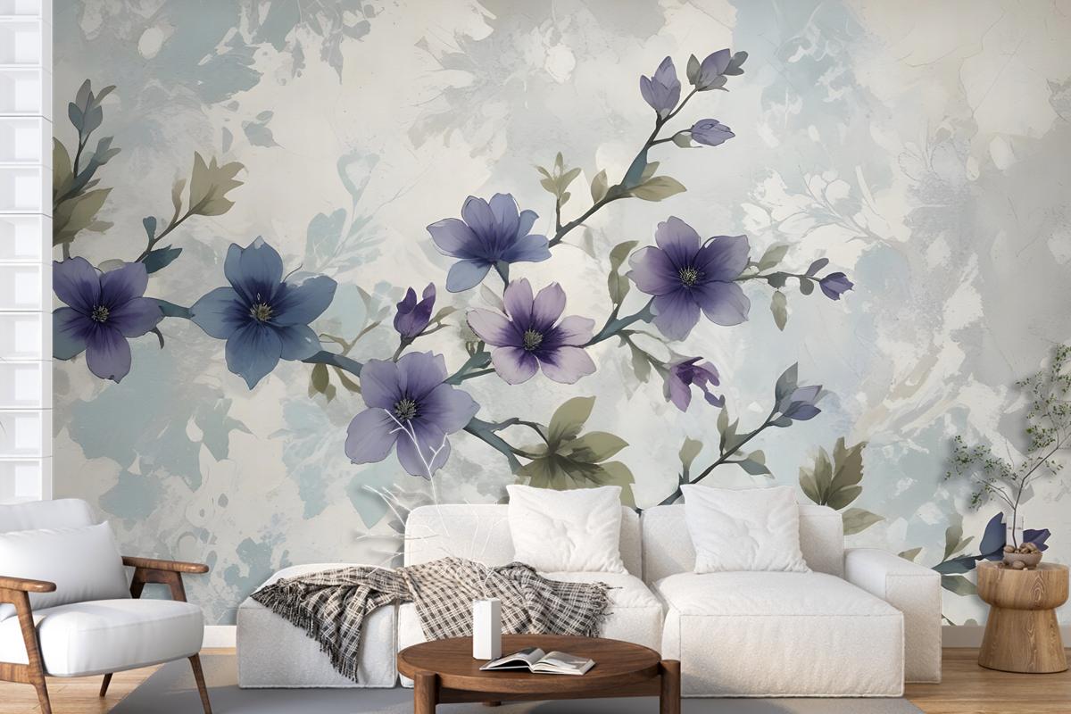 Retro Magnolia Blossom Wallpaper Mural