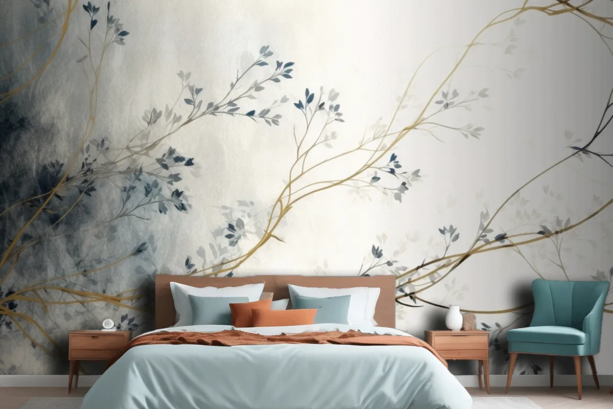 Retro Nostalgic Golden Brushstrokes Wallpaper Mural