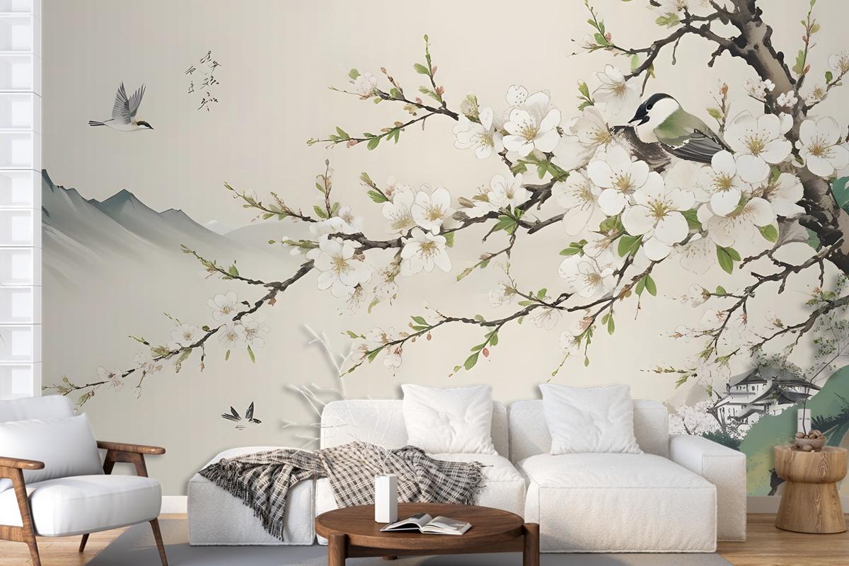 Retro Plum Blossom Wallpaper Mural