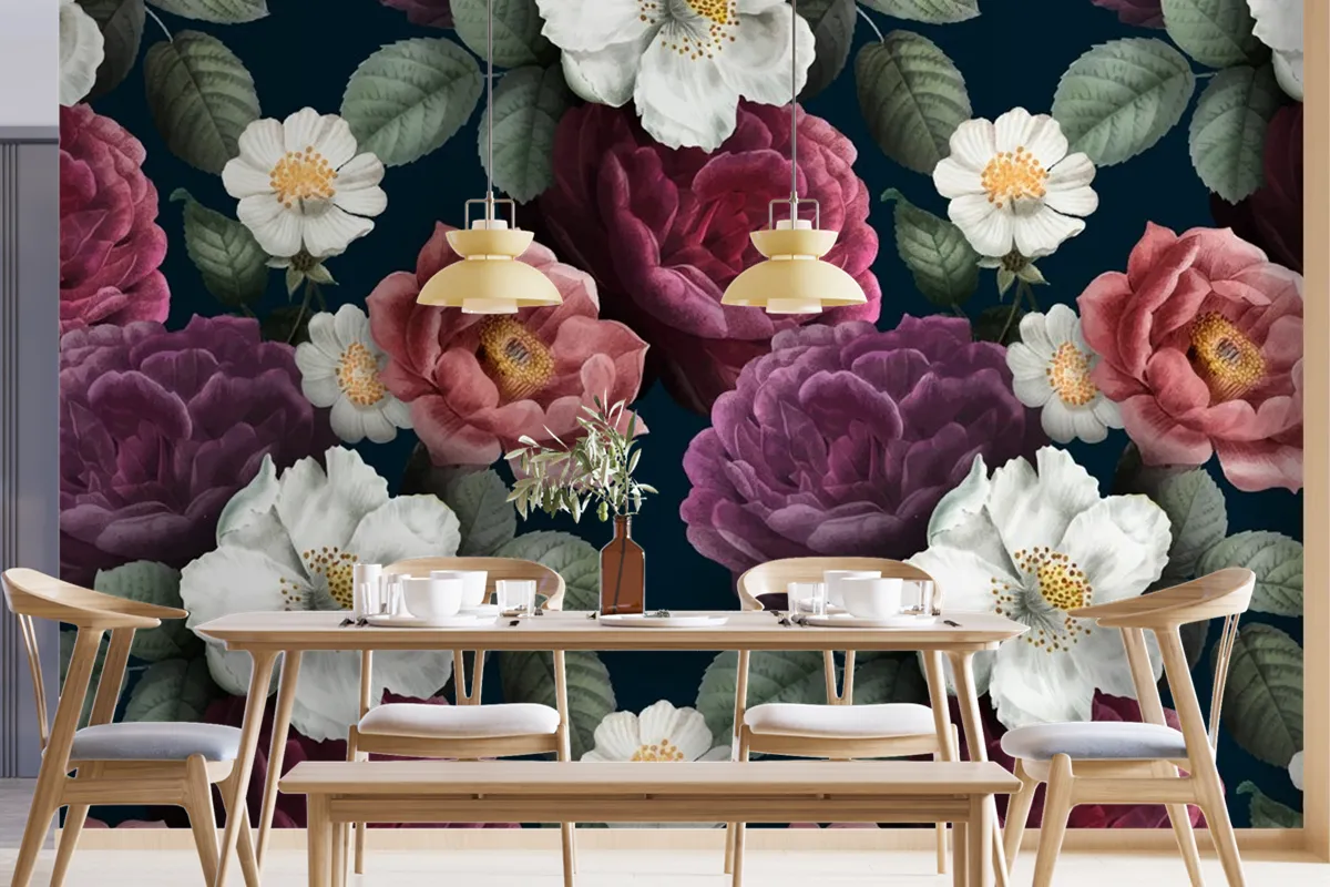 Romantic Floral Background Wallpaper Mural