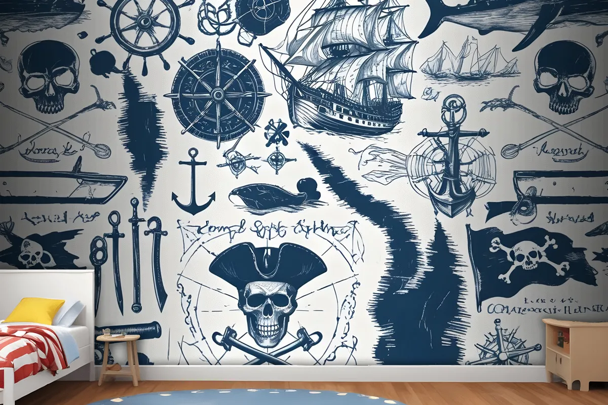 Sailor Map Adventure Kids Wallpaper Mural