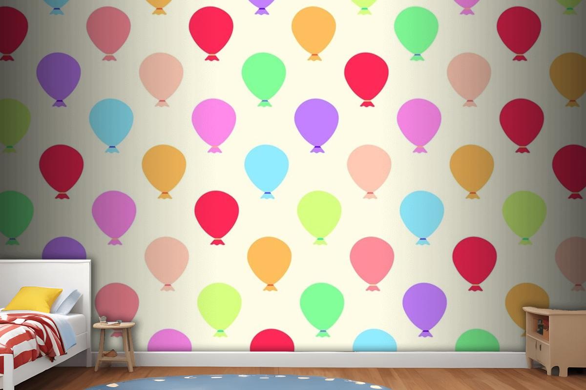 Seamless Colorful Balloons Pattern Wallpaper Mural