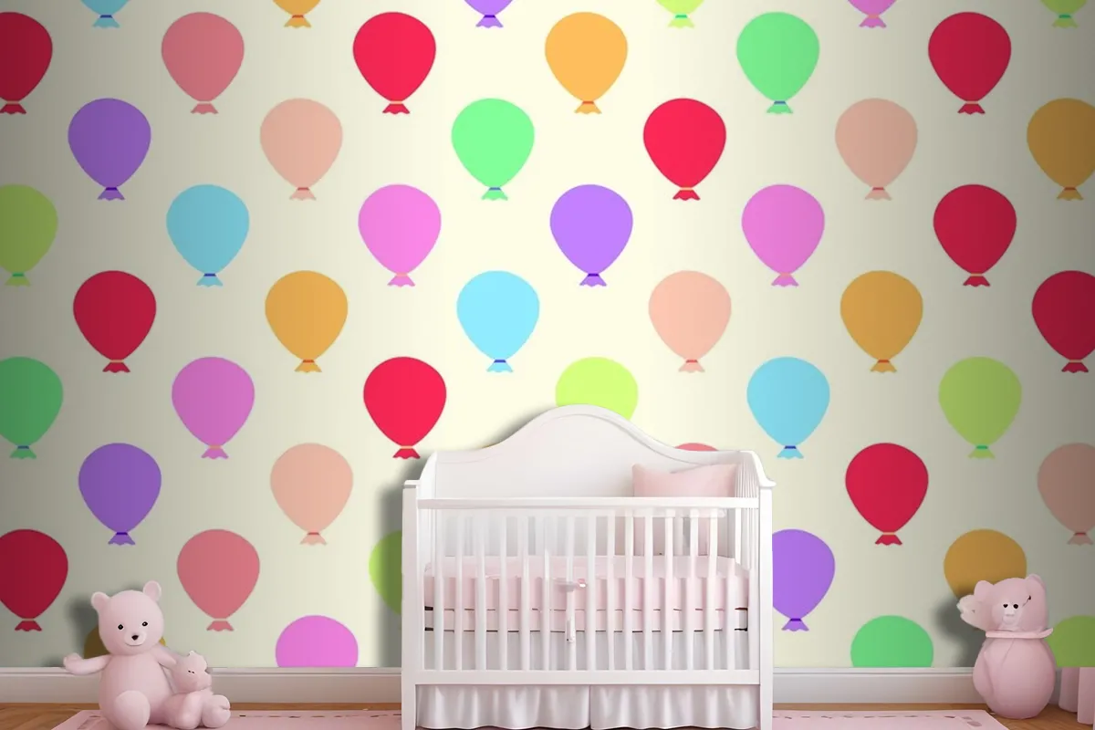 Seamless Colorful Balloons Pattern Wallpaper Mural