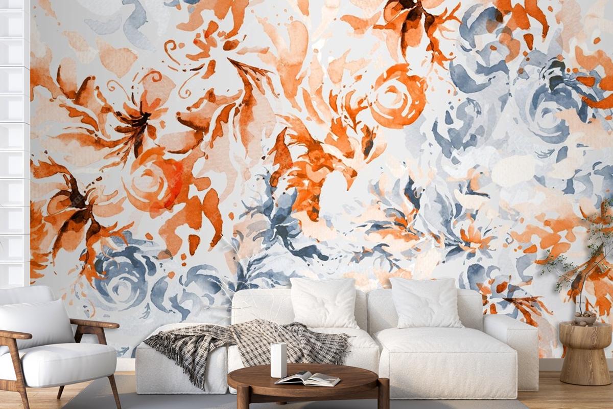 Seamless Pattern Abstract With Watercolor Floral Wallpaper Mural