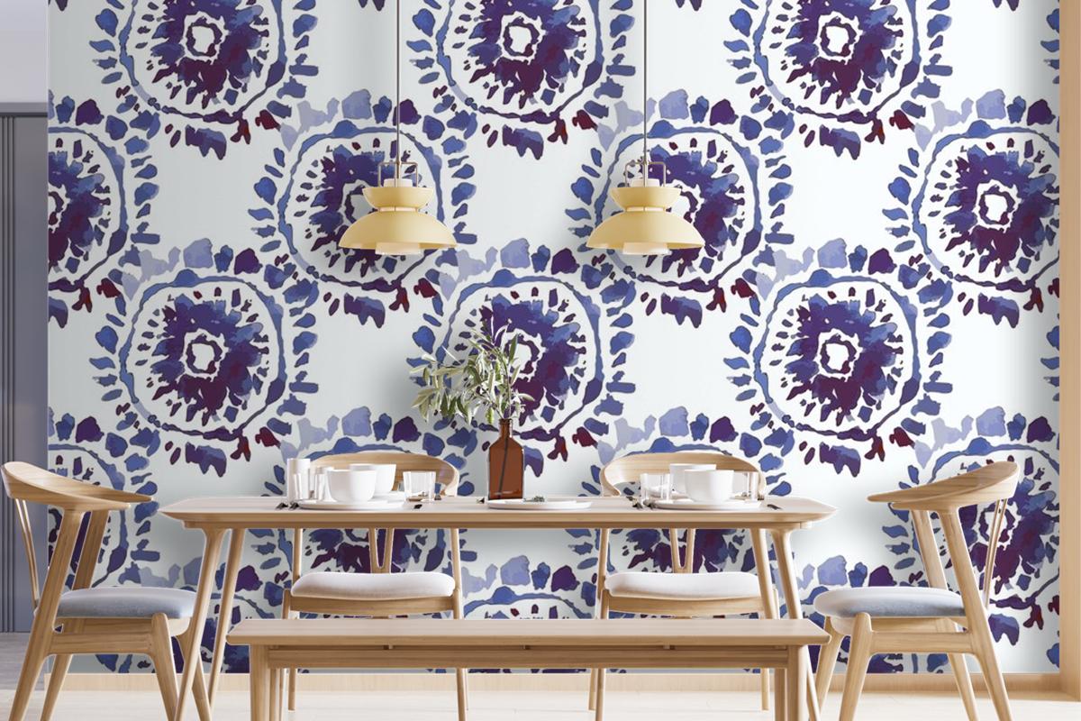 Shibori Hand Painted Pattern Watercolor Wallpaper Mural