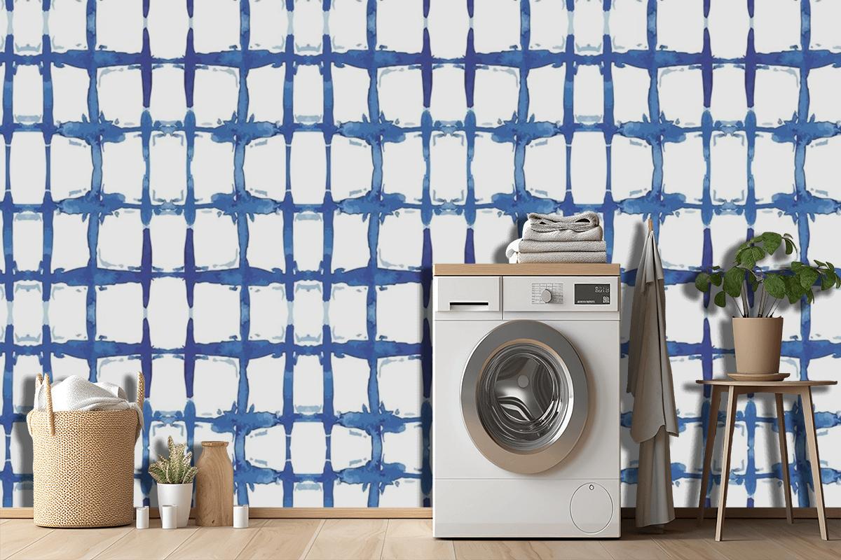 Shibori Lines Pattern Watercolor Wallpaper Mural