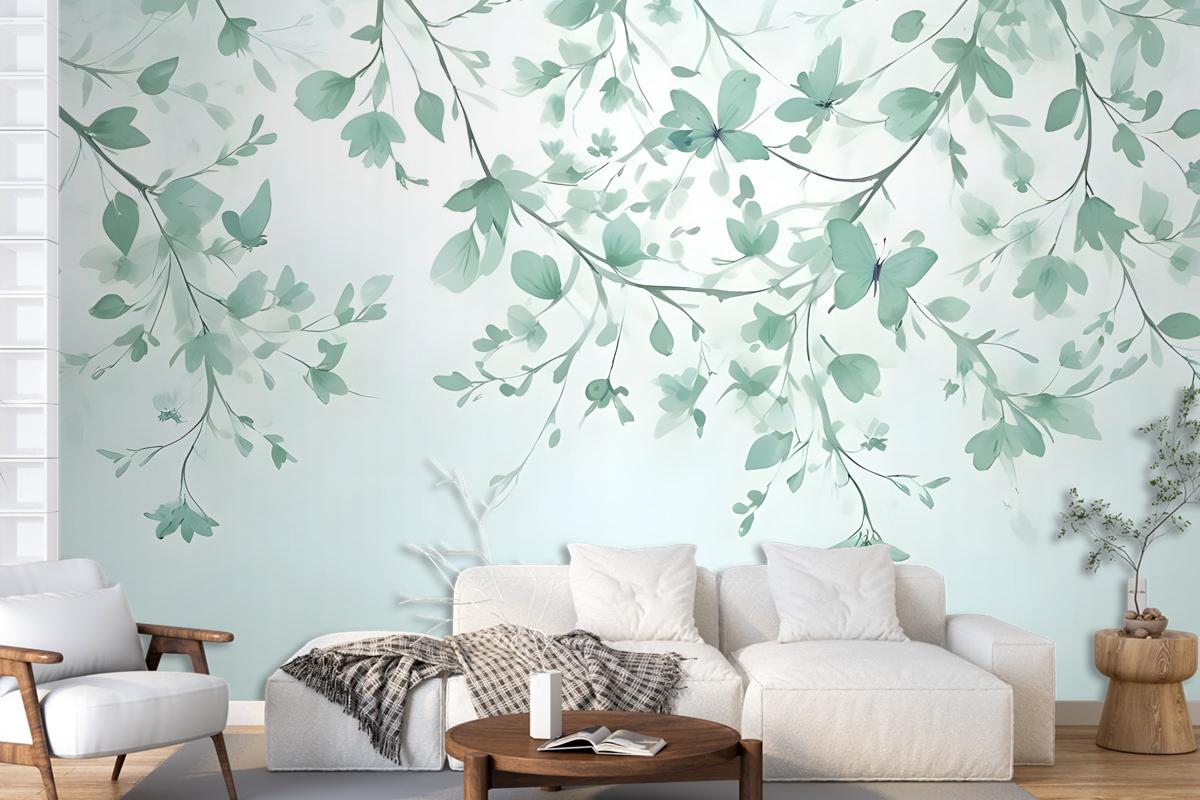 Soft Green Blossom Wallpaper Mural