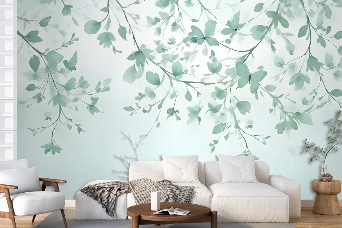 Soft Green Blossom Wallpaper Mural