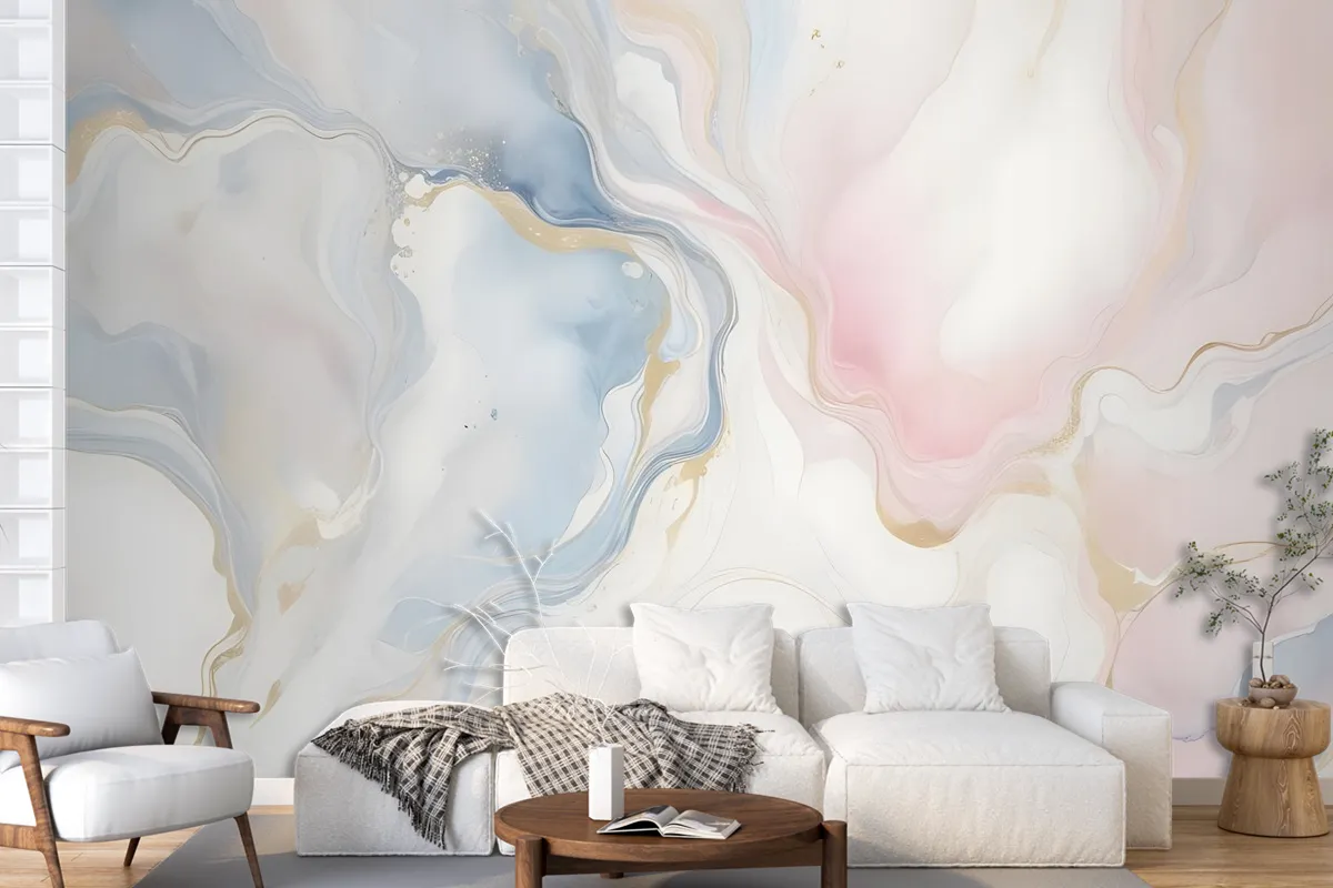 Soft Neutral Abstract Marble Art Wallpaper Mural